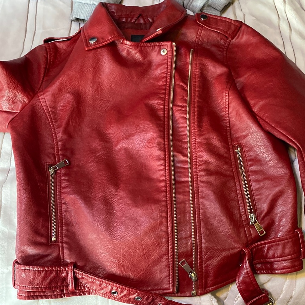 Red leather jacked